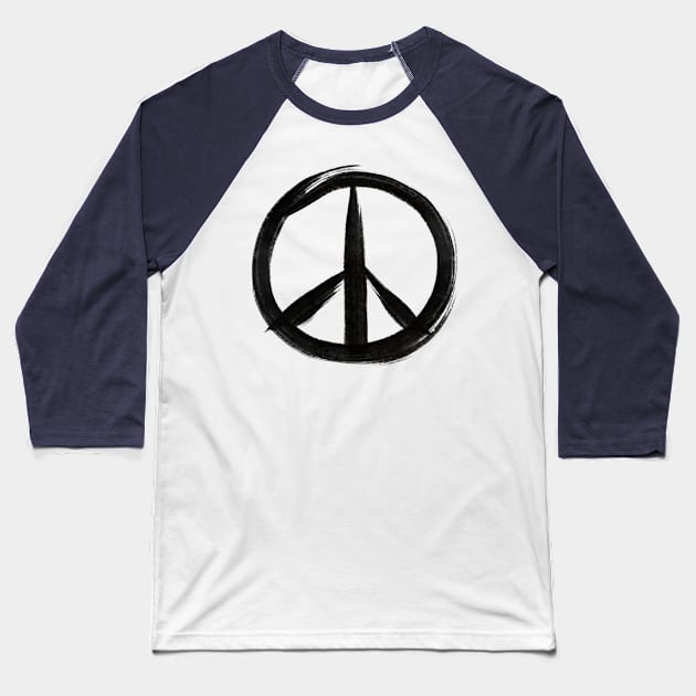 Zen Peace Symbol in black ink Baseball T-Shirt by drumweaver